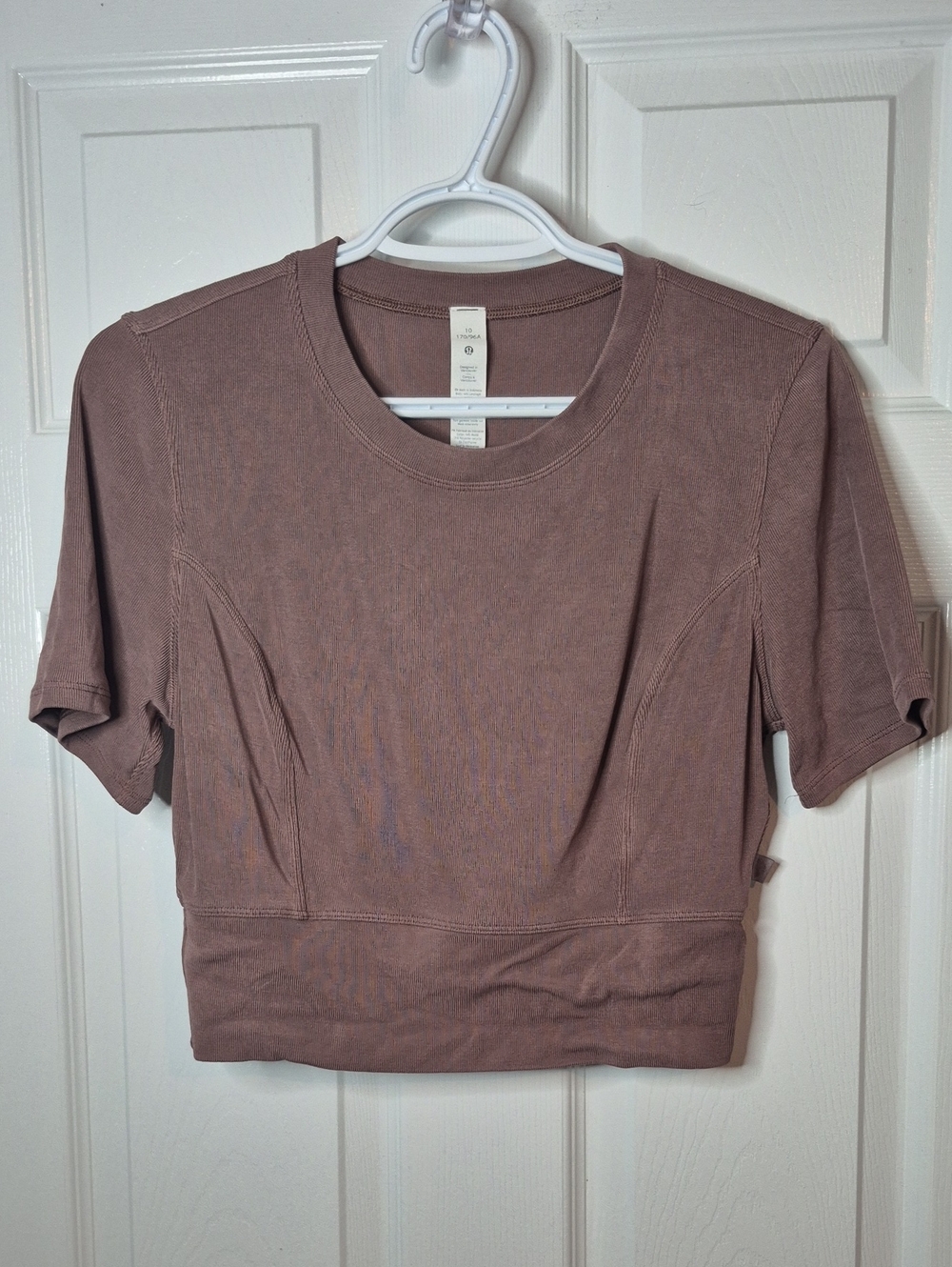 🍋 Lululemon Twist-Back Ribbed Short-Sleeve Shirt Dark Oxide Size 10